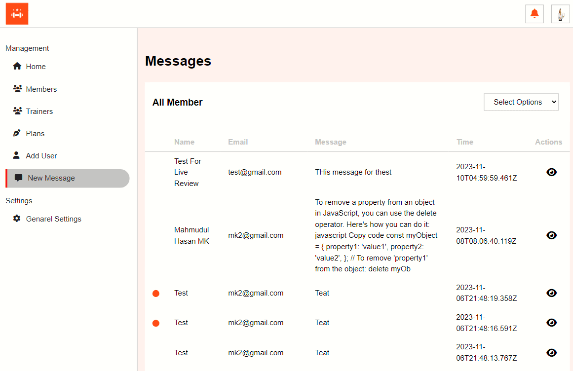 Fitness Web Application project screen 13