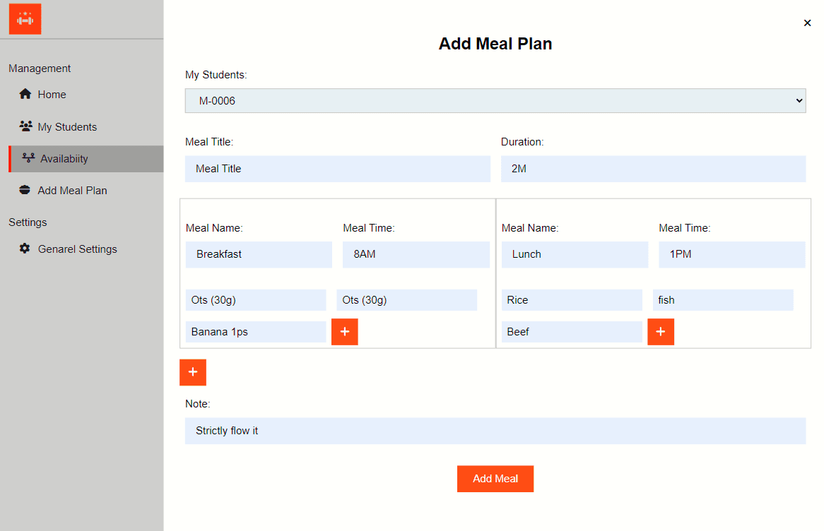 Fitness Web Application project screen 15