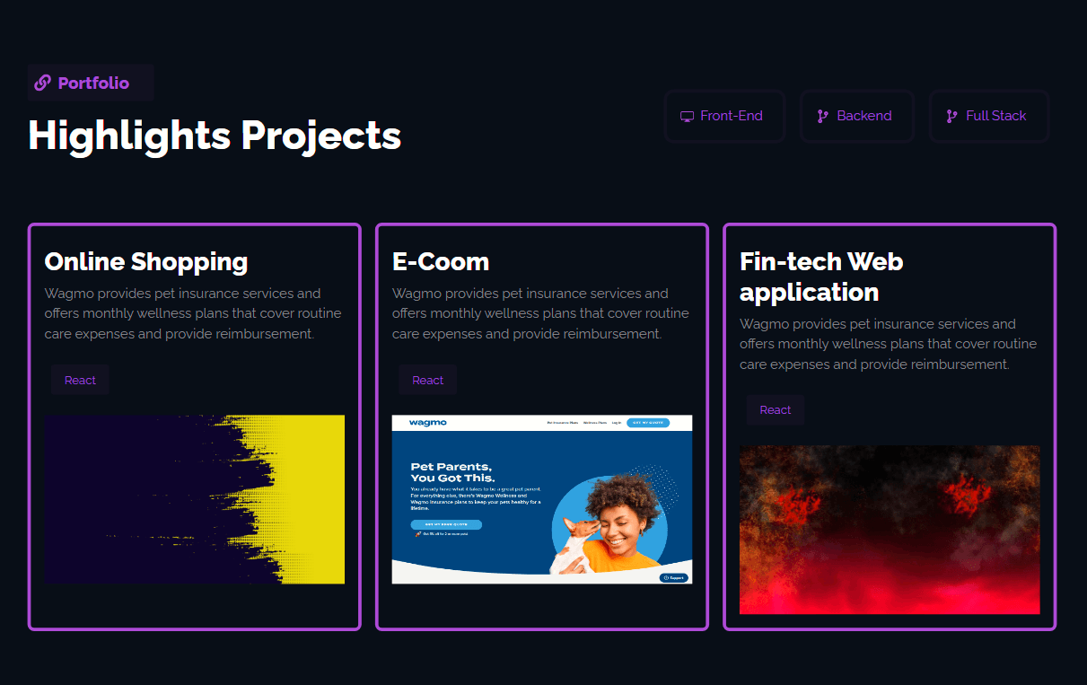 Portfolio project screen 4