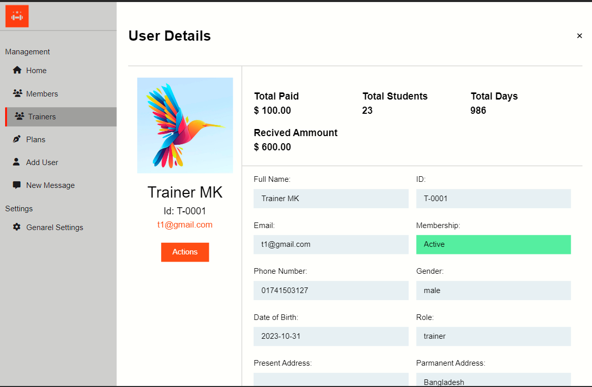 Fitness Web Application project screen 9