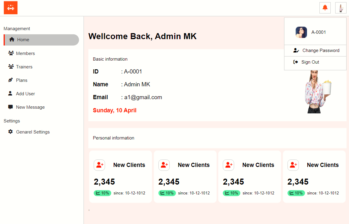Fitness Web Application project screen 7