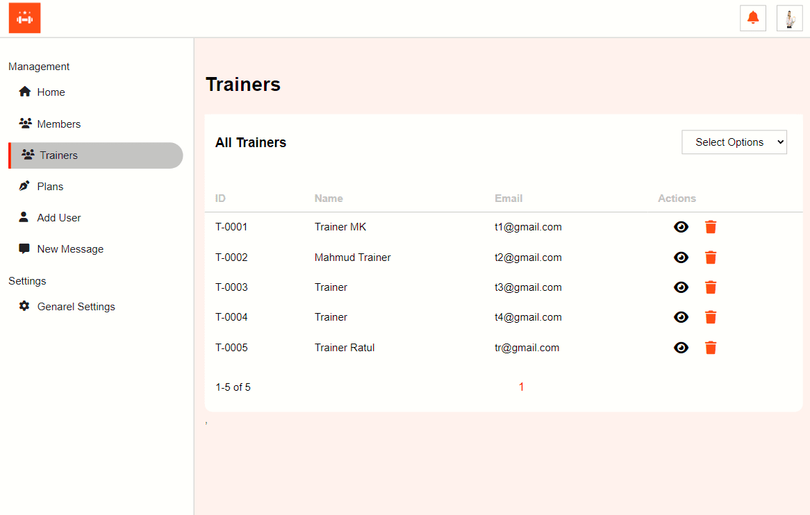 Fitness Web Application project screen 8
