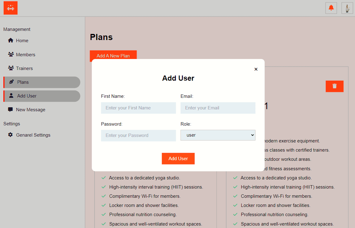 Fitness Web Application project screen 11