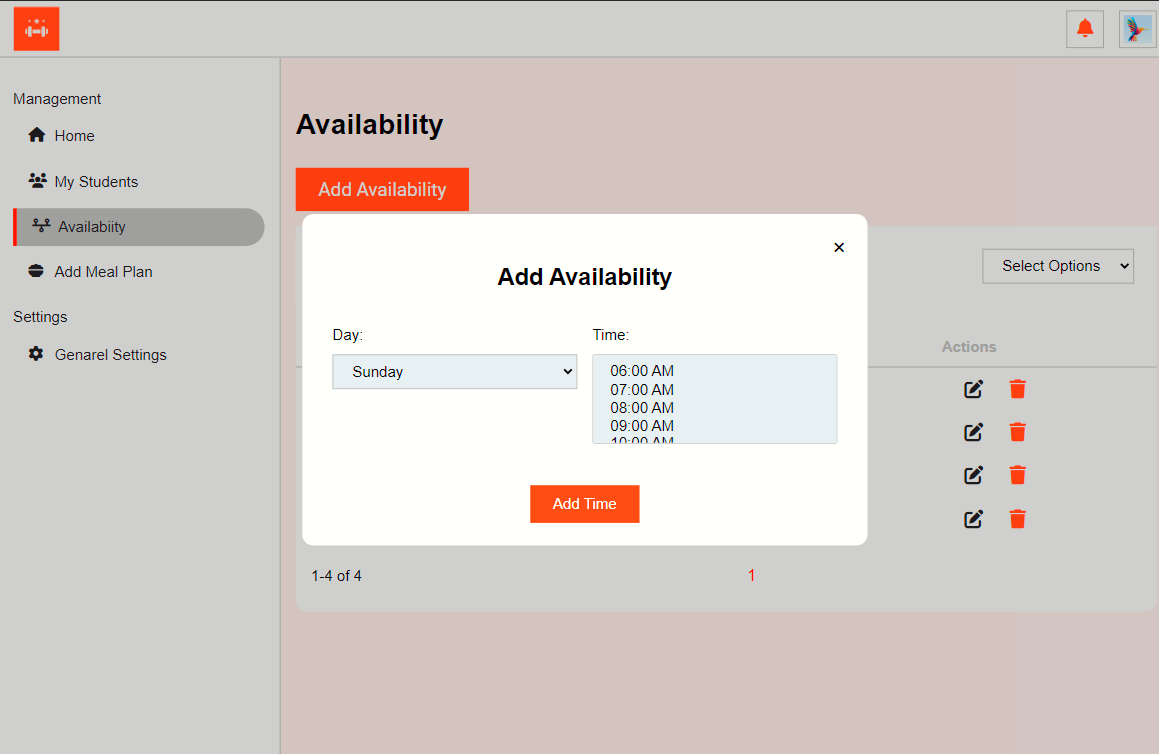 Fitness Web Application project screen 14
