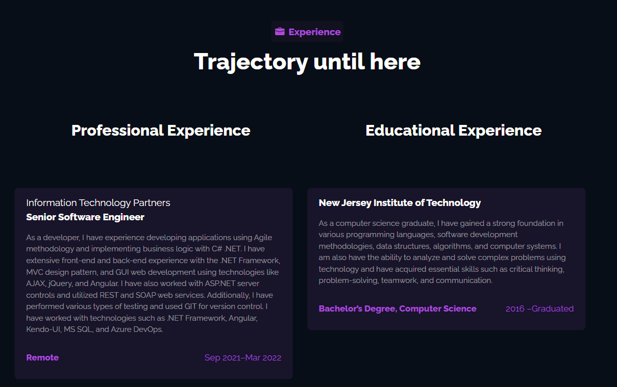 Portfolio project screen 6